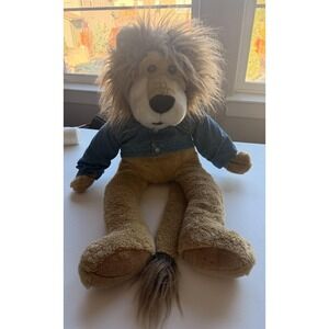 Vintage Macy's Bullocks Lion in Demin Jacket 24" Full Body Puppet Plush Tarsha